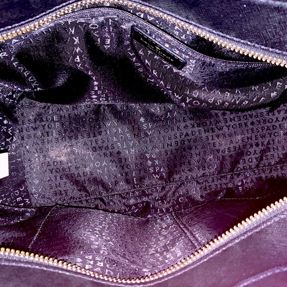 Kate Spade LAUREL WAY black crosshatch leather top zip daily tote purse bag EUC - Picture 13 of 16